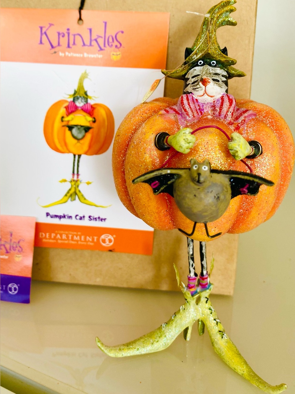 Krinkles “Pumpkin Cat Sister” Halloween Department 56 Patience Brewster Ornament